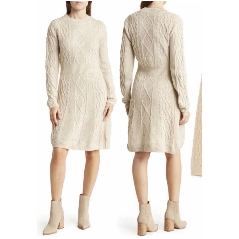 cream cable knit sweater dress A New Day Women's Long Sleeve pumpkin spice Baltic Born Womens Ellis Cable